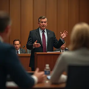 Attorney make his case in a court room.