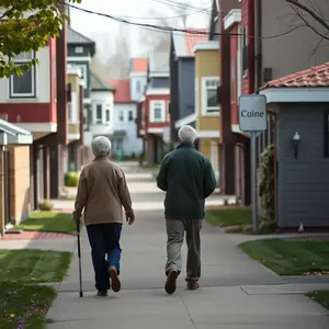 Elderly Couple Walking in a neighborhood-2