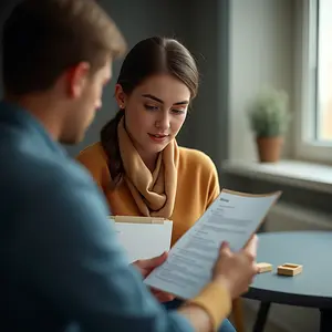 Two People look at a list of Responsibilities on a bulletin board