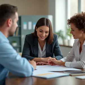 Two ladies working with an attorney over debt settlement on their probate care